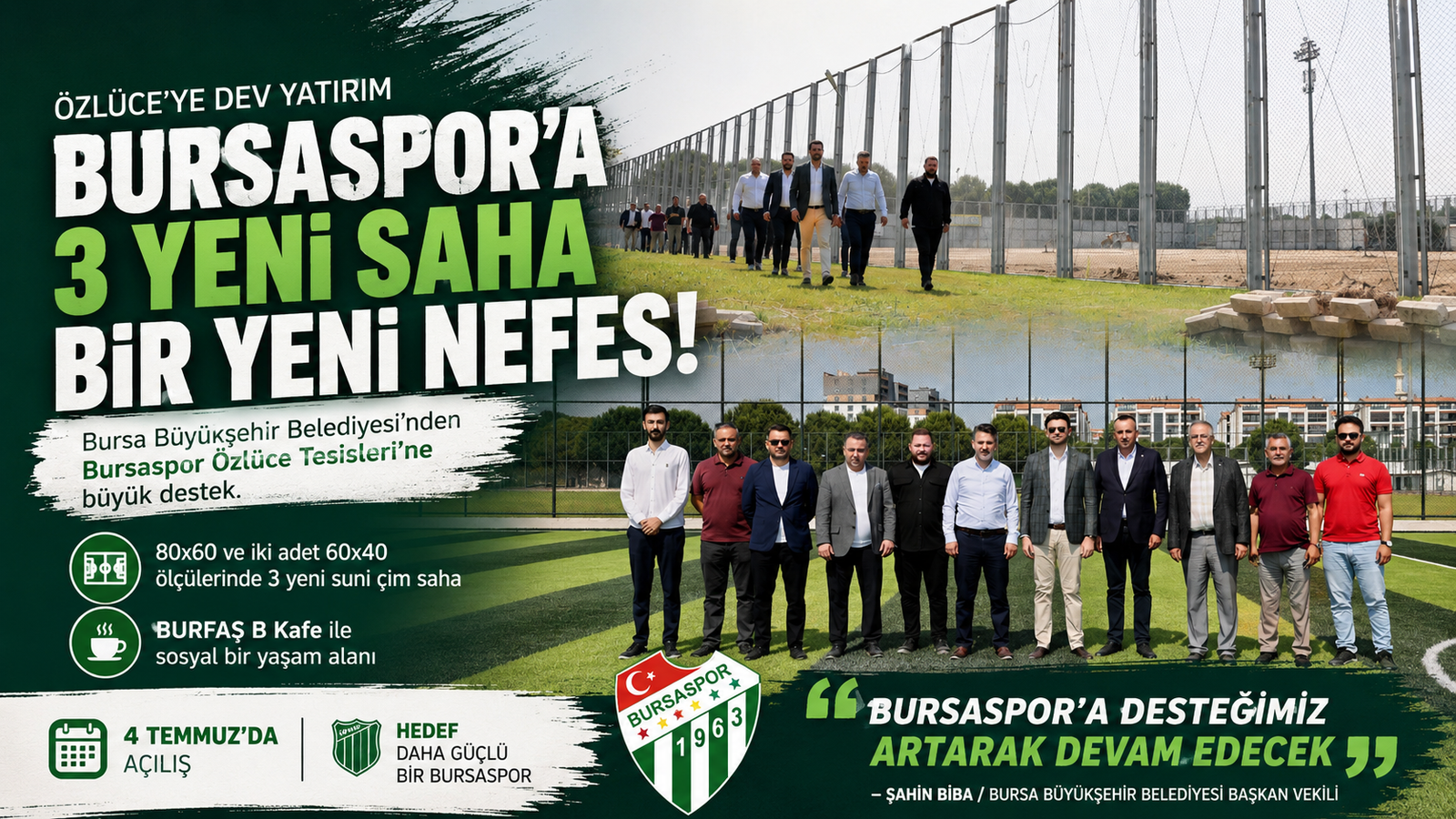 Bursaspor’un Kalbinde Yeni Bir Dönem: Özlüce’ye 3 Saha, Bir Sosyal Yaşam Alanı
