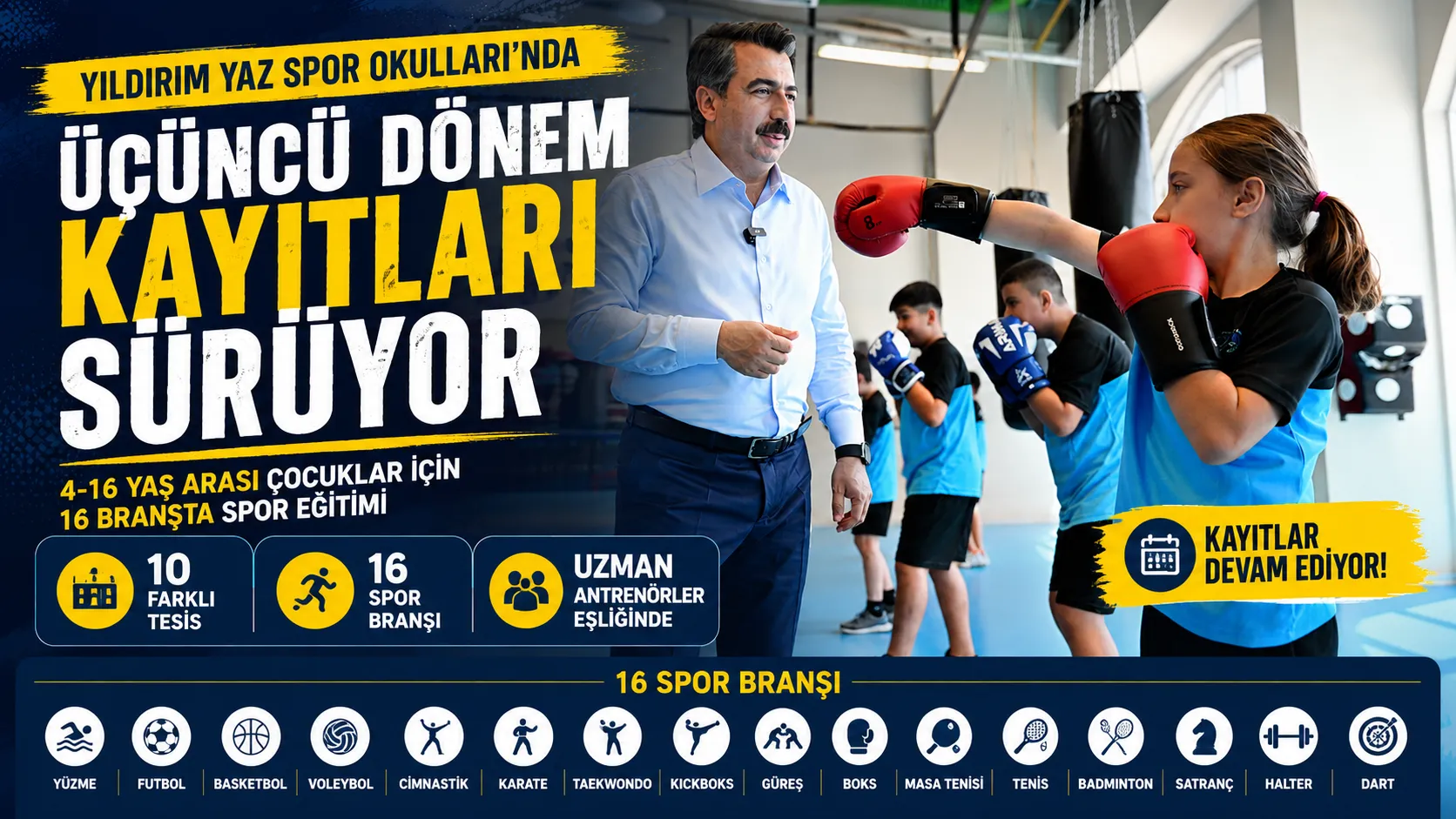 Yıldırım Yaz Spor Okulları’nda üçüncü dönem kayıtları sürüyor