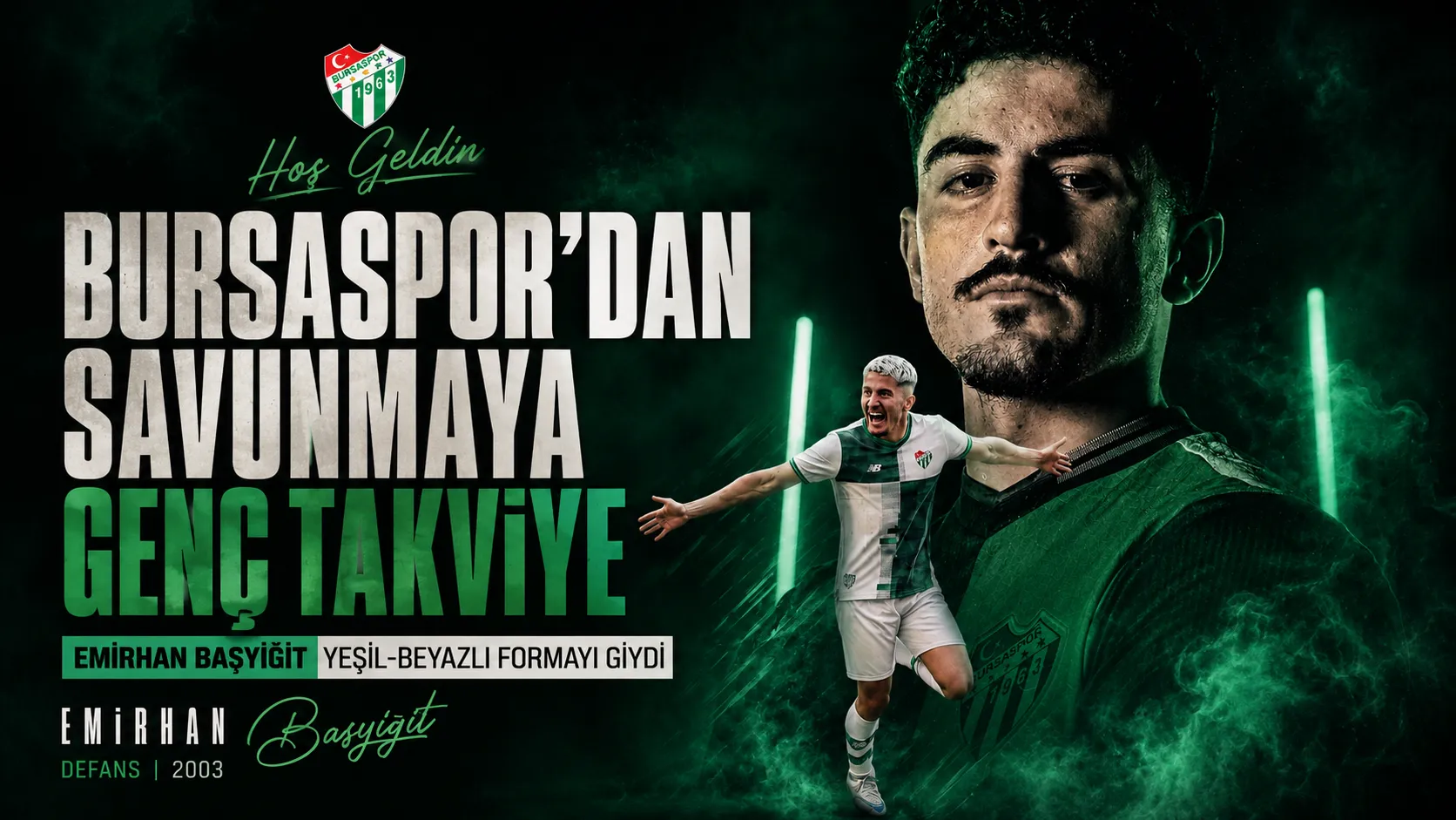 Bursaspor’dan savunmaya genç takviye: Emirhan Başyiğit yeşil-beyazlı formayı giydi