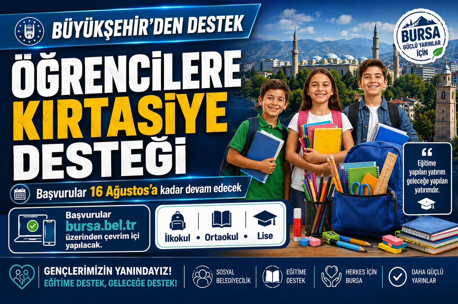 Büyükşehir’den öğrencilere kırtasiye desteği
