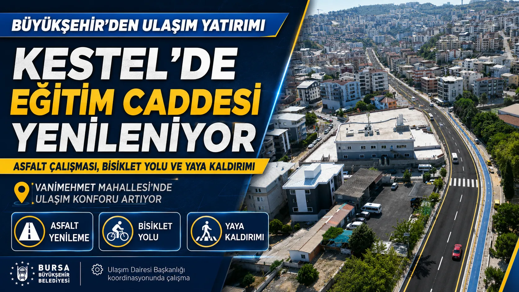Kestel’de Eğitim Caddesi baştan sona yenilendi