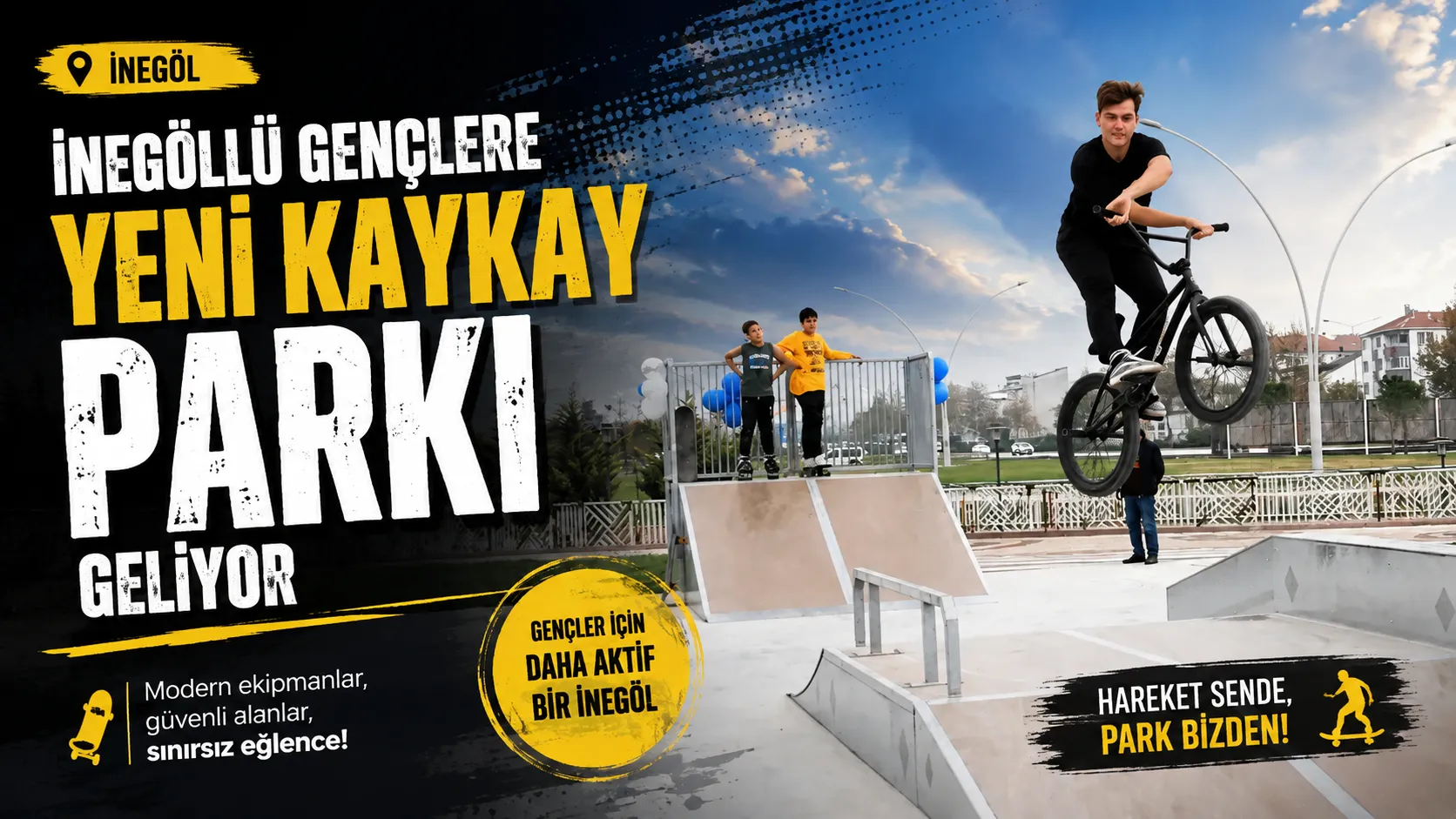 İnegöllü gençlere yeni kaykay parkı geliyor