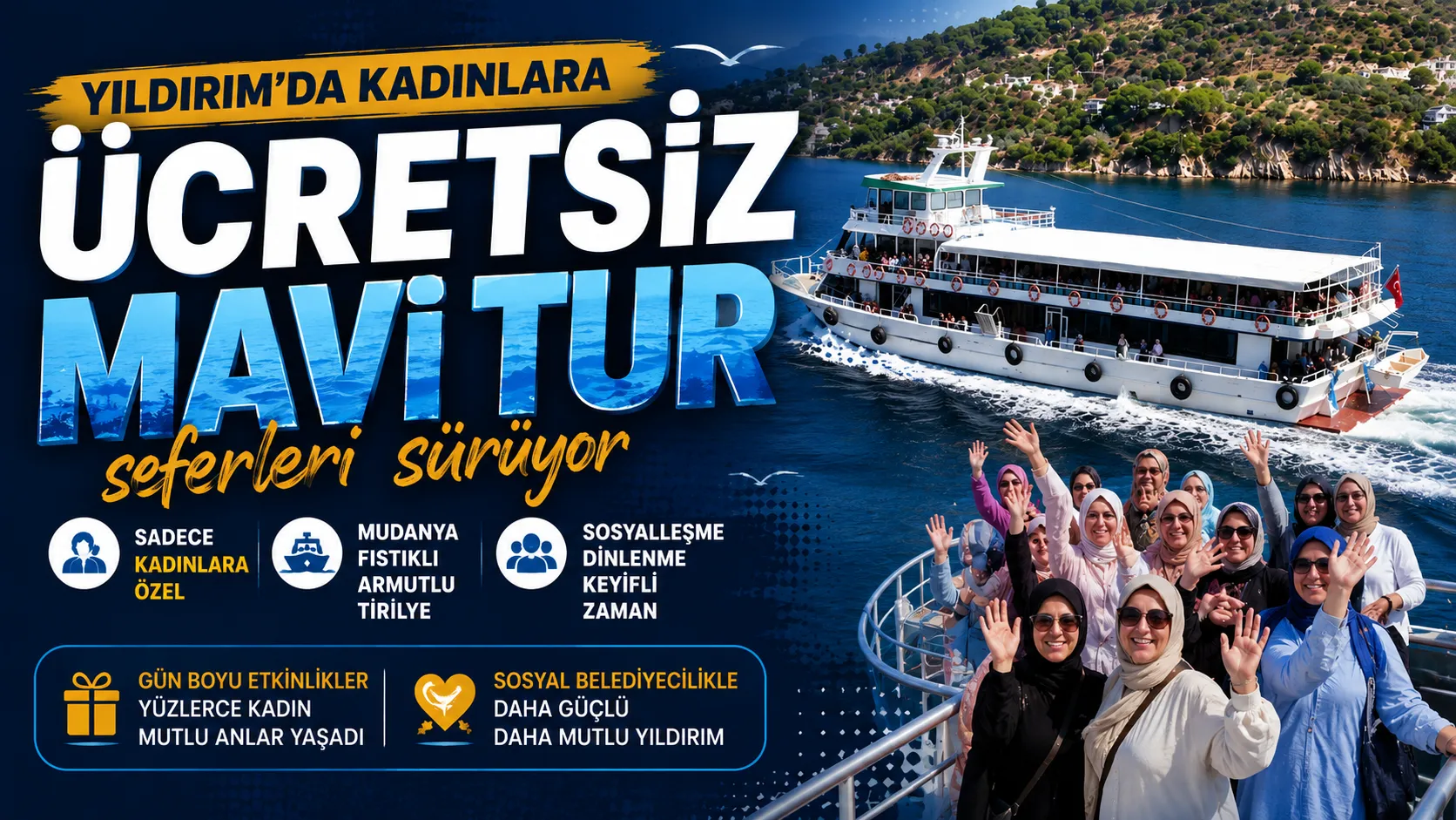 Yıldırım’da kadınlara ücretsiz Mavi Tur seferleri sürüyor