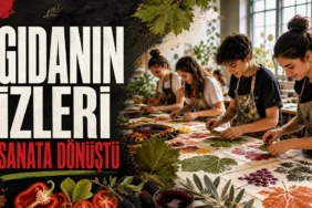 Gıdanın izlerini sanata dönüştüren gençler için manşet tasarımı